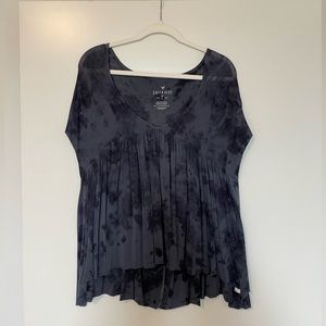 American Eagle - Navy Tie-Dye Flowy Tee